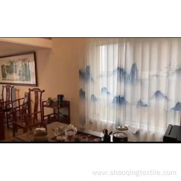 Beautiful Chiffon Bottom Landscape Printed Window Screen